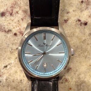 Lucien Piccard Silver Case with Blue Dial Watch